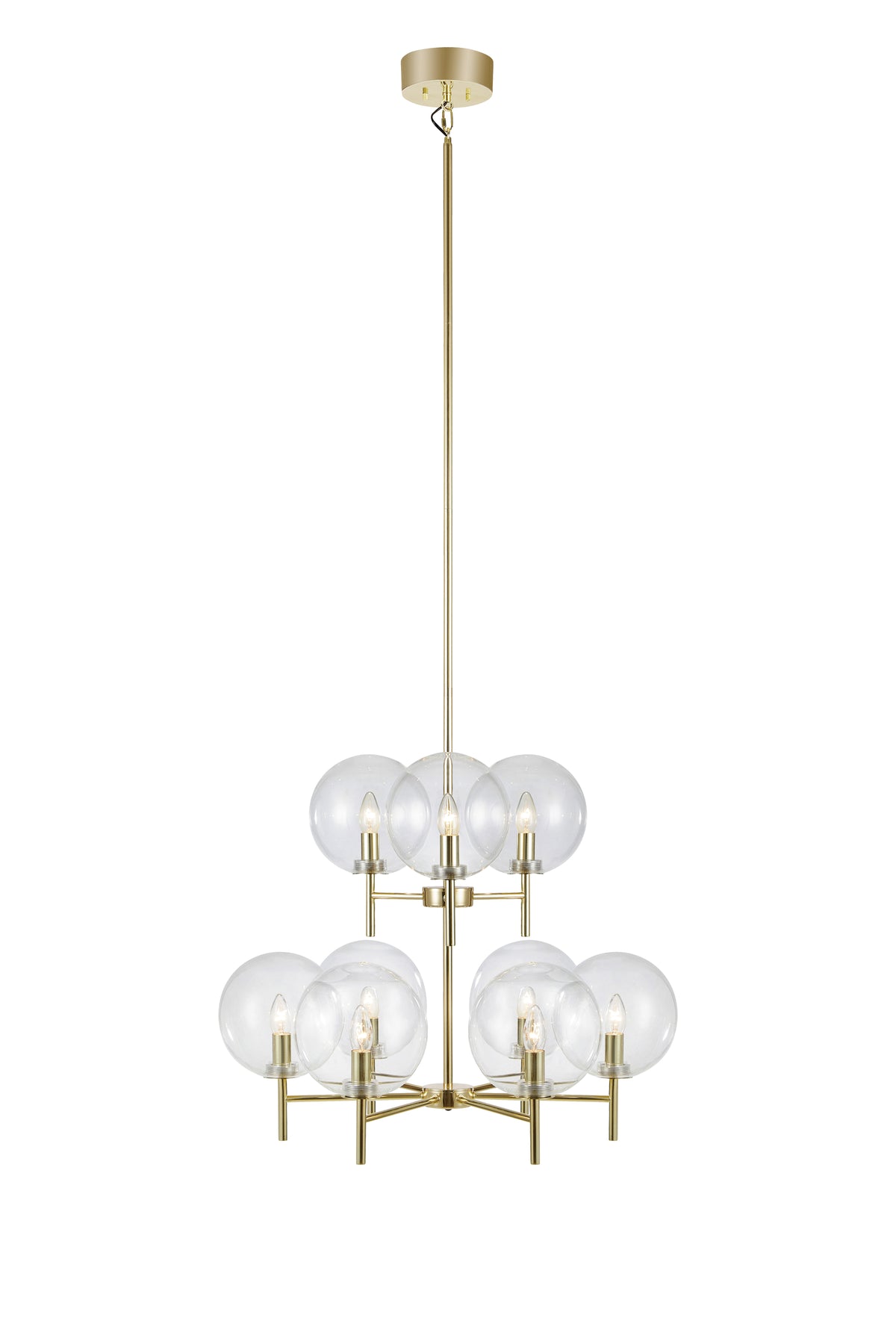Pendente CROWN 9L Ottone/Trasparente
