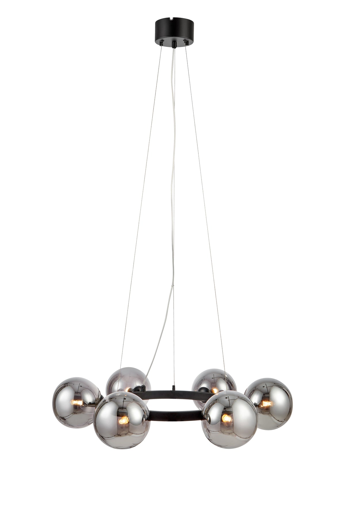 Lampadario CIRCLE 6L Nero/Fumo