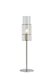 Lampada da tavolo TUBO 1L 50cm Nichel satinato/Trasparente