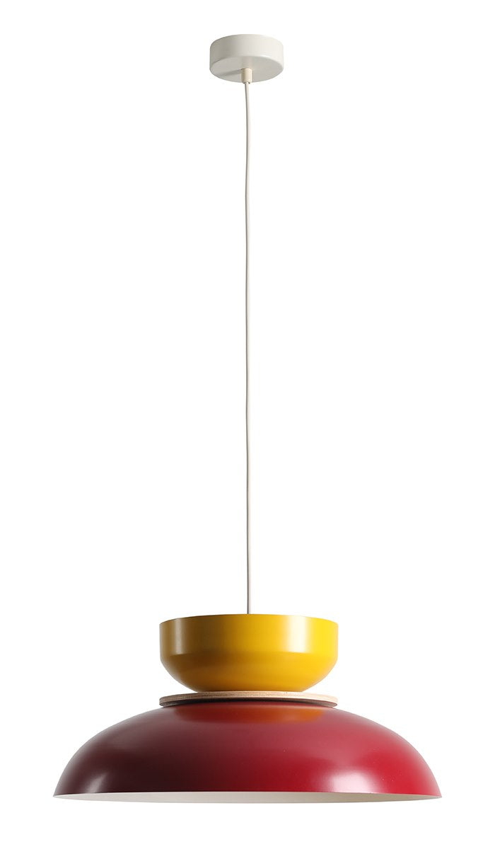 Lampada a sospensione Aldo chiaro (47+ 23+ Wood) Bordeaux e Senape Aldex