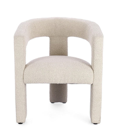Poltroncina DUDE' 3 gambe in tessuto bouclè bianco