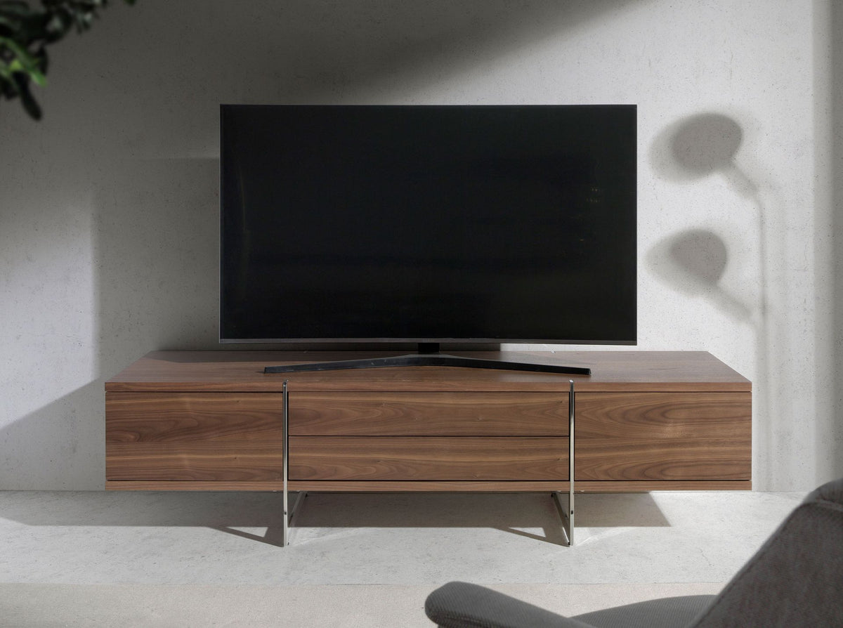 Porta TV in noce e acciaio cromato