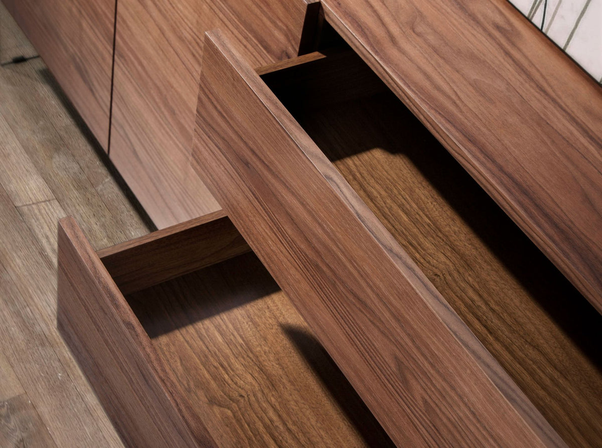 Credenza in noce e vetro temperato