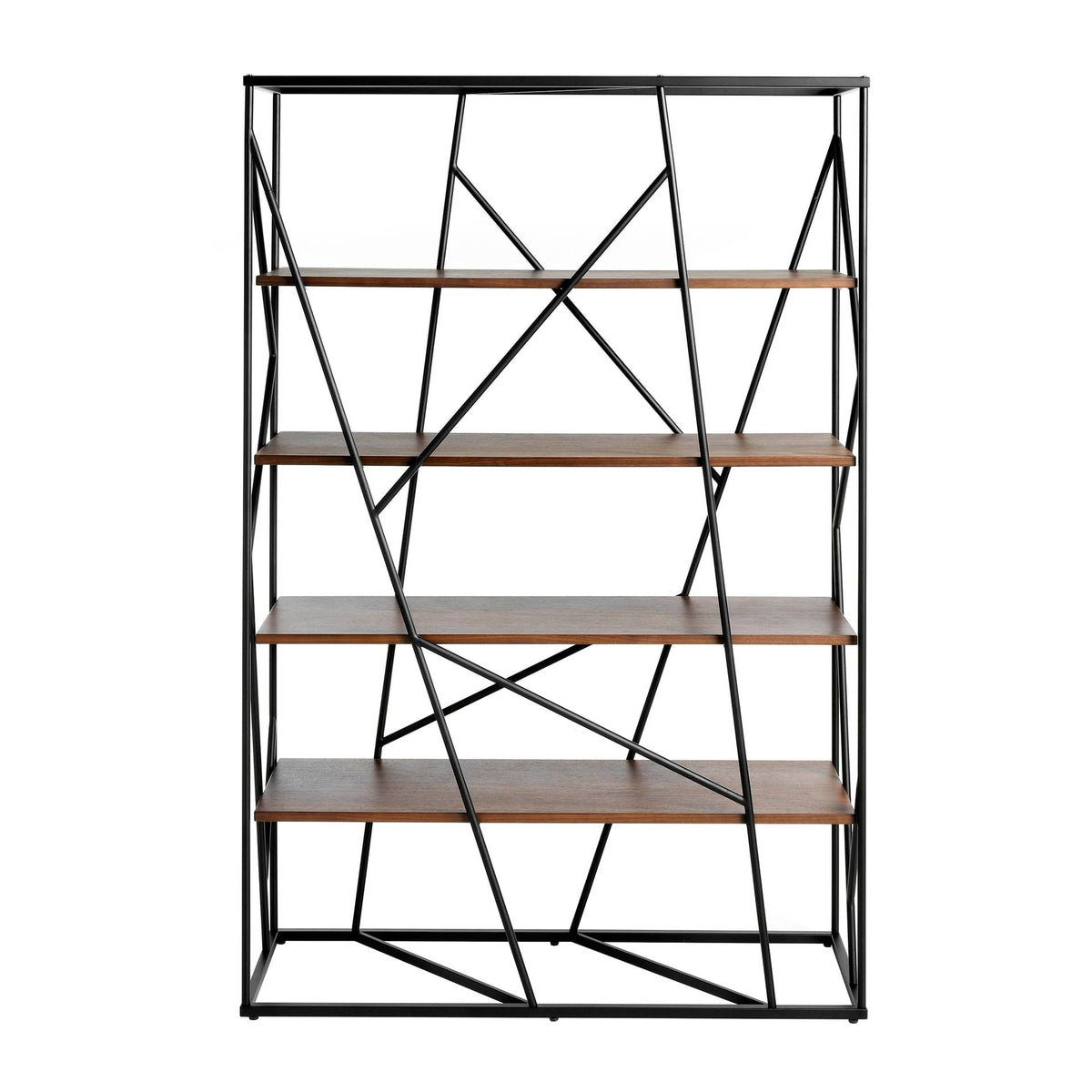 Scaffali in noce e acciaio nero