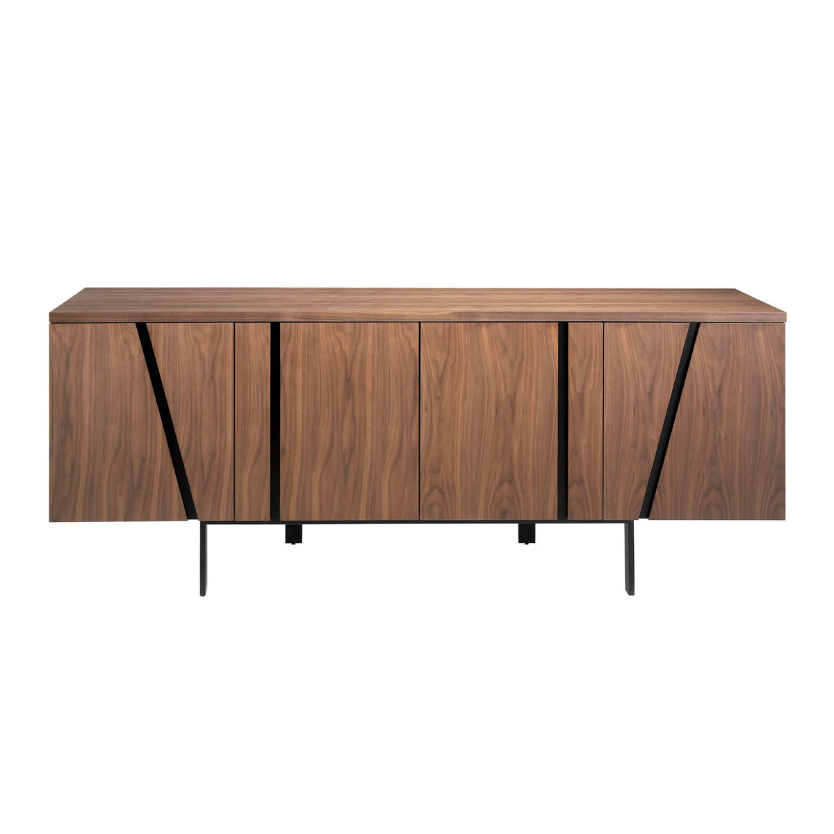 Credenza noce e acciaio nero