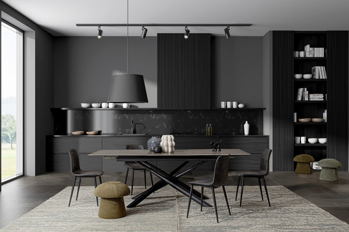 Tavolo allungabile in ceramica su vetro temperato 160-220x90 cm