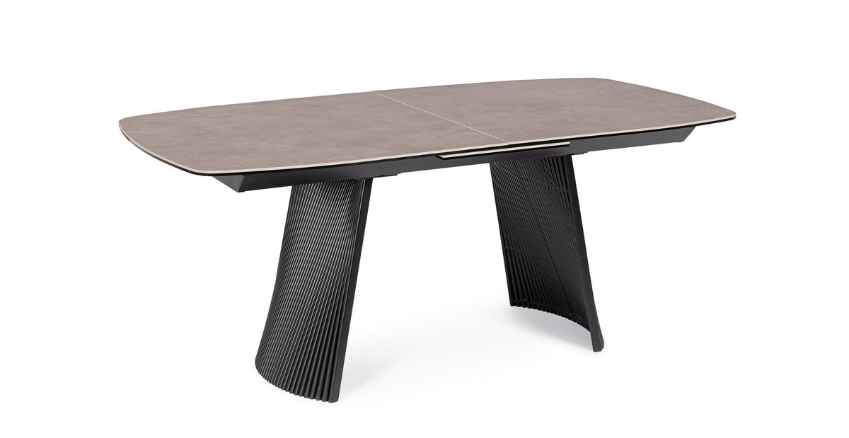 Tavolo allungabile in ceramica con gambe in acciaio 180-220x90 cm