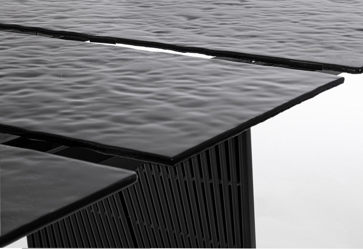 Tavolo allungabile in vetro effetto bocciardato 180-220x90 cm