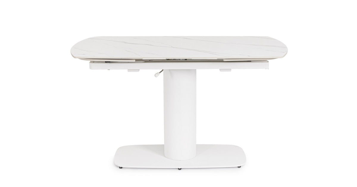 Tavolo allungabile in gres porcellanato effetto marmo 140-200x80 cm