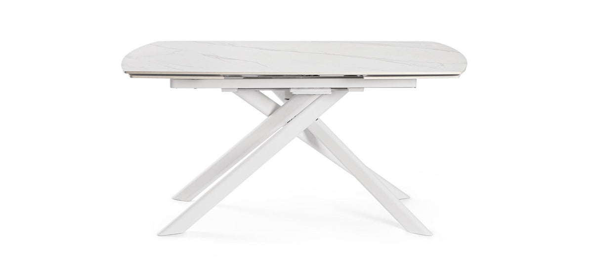 Tavolo allungabile in gres porcellanato effetto marmo 160-240x90 cm