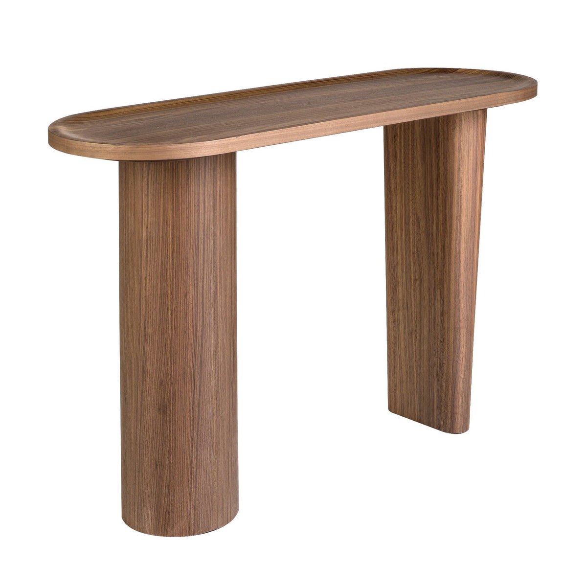 Console ovale in noce a mezza punta