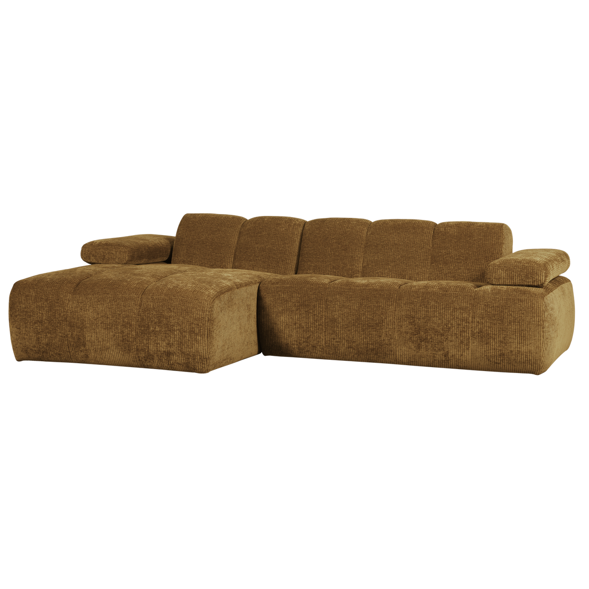 Divano chaise longue mojo sinistra tessuto a coste intrecciato giallo miele
