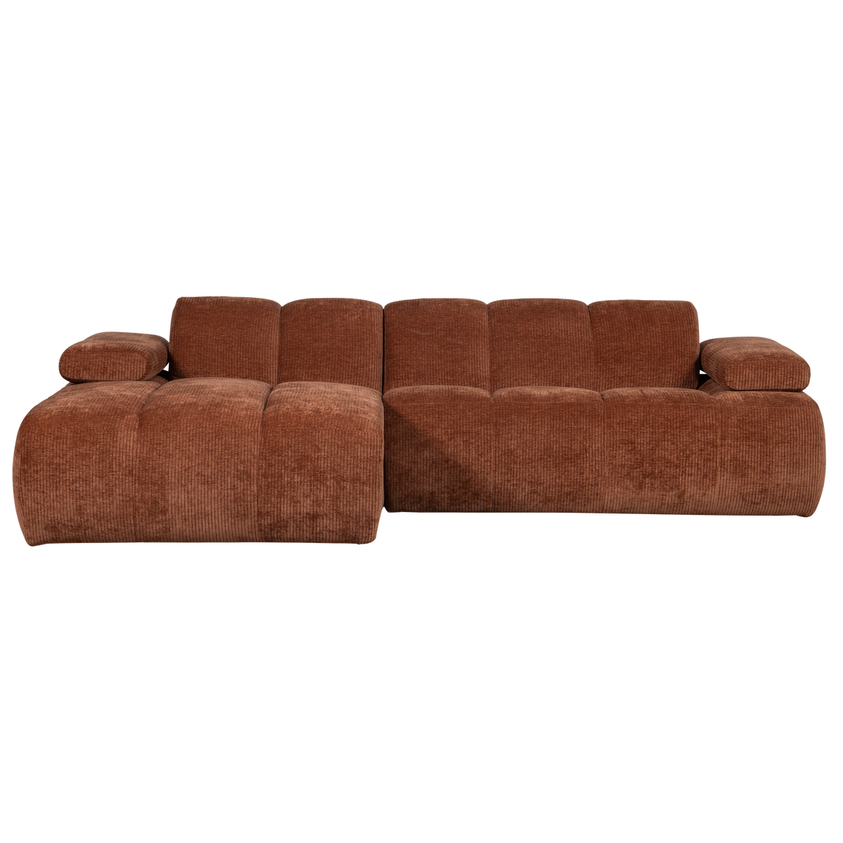 Divano chaise longue mojo sinistra tessuto a coste intrecciato marrone ruggine