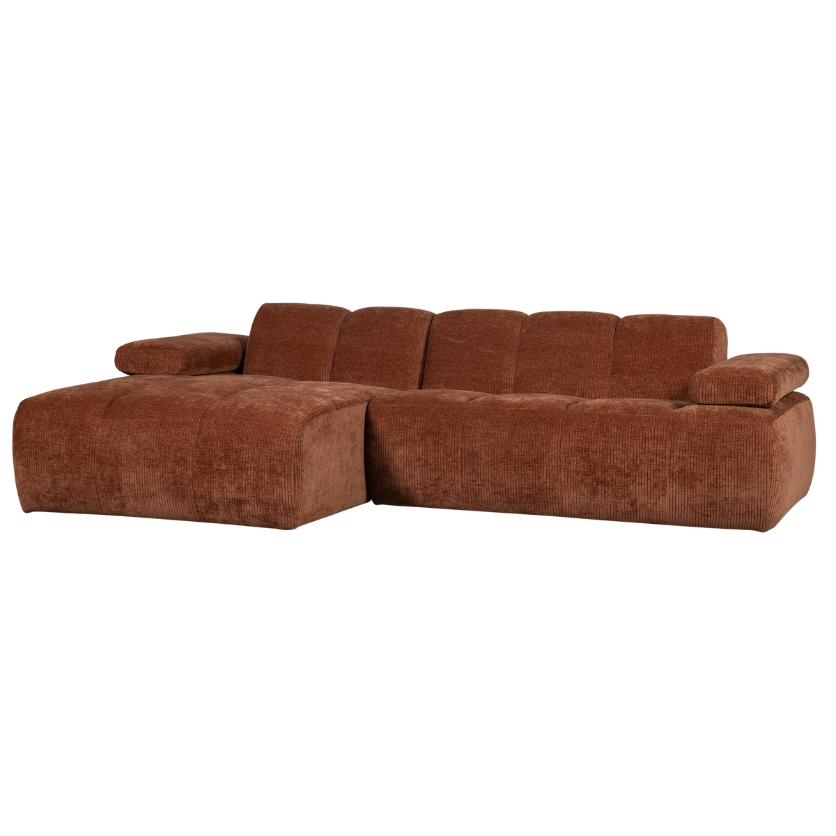 Divano chaise longue mojo sinistra tessuto a coste intrecciato marrone ruggine