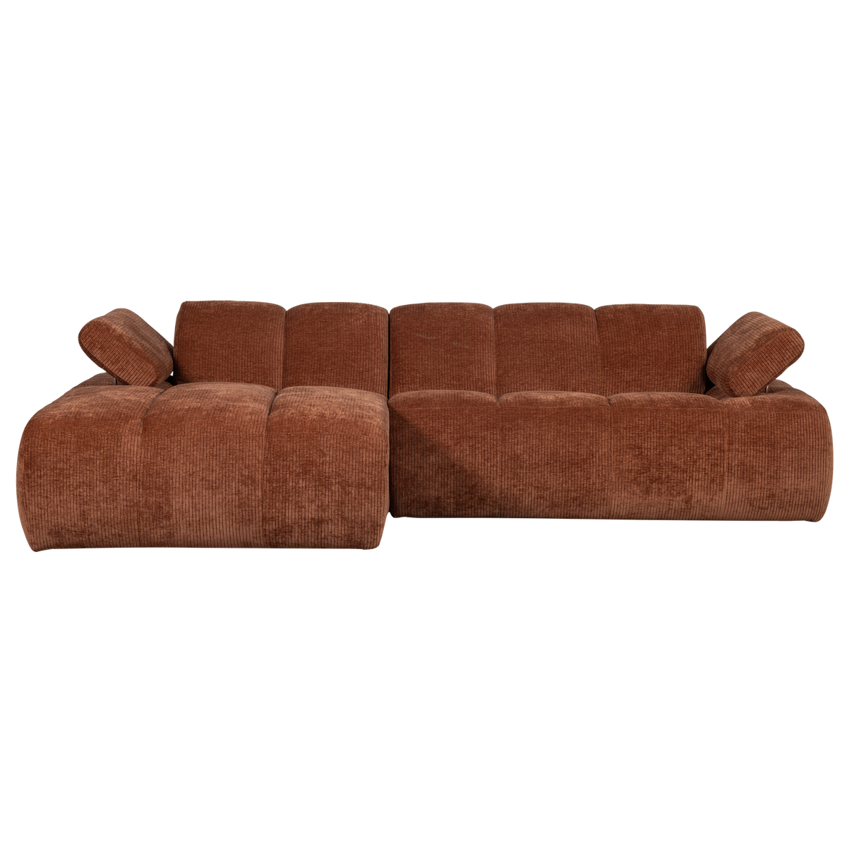 Divano chaise longue mojo sinistra tessuto a coste intrecciato marrone ruggine