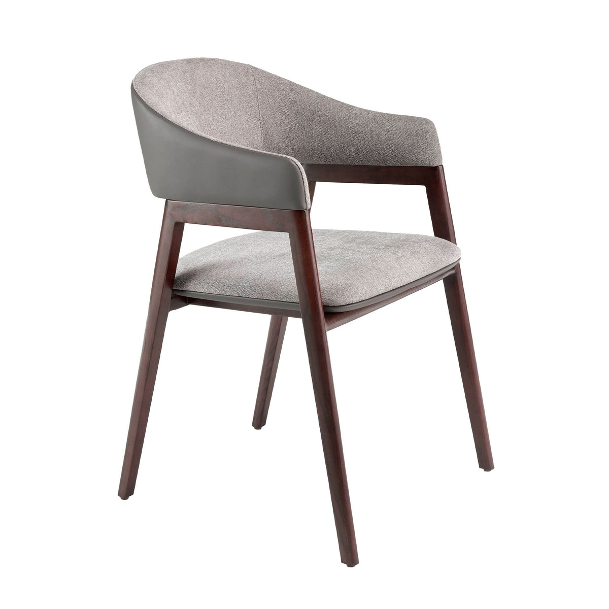 Sedia in tessuto grigio ed ecopelle visone scuro