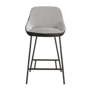 Sgabello in tessuto grigio ed ecopelle nera