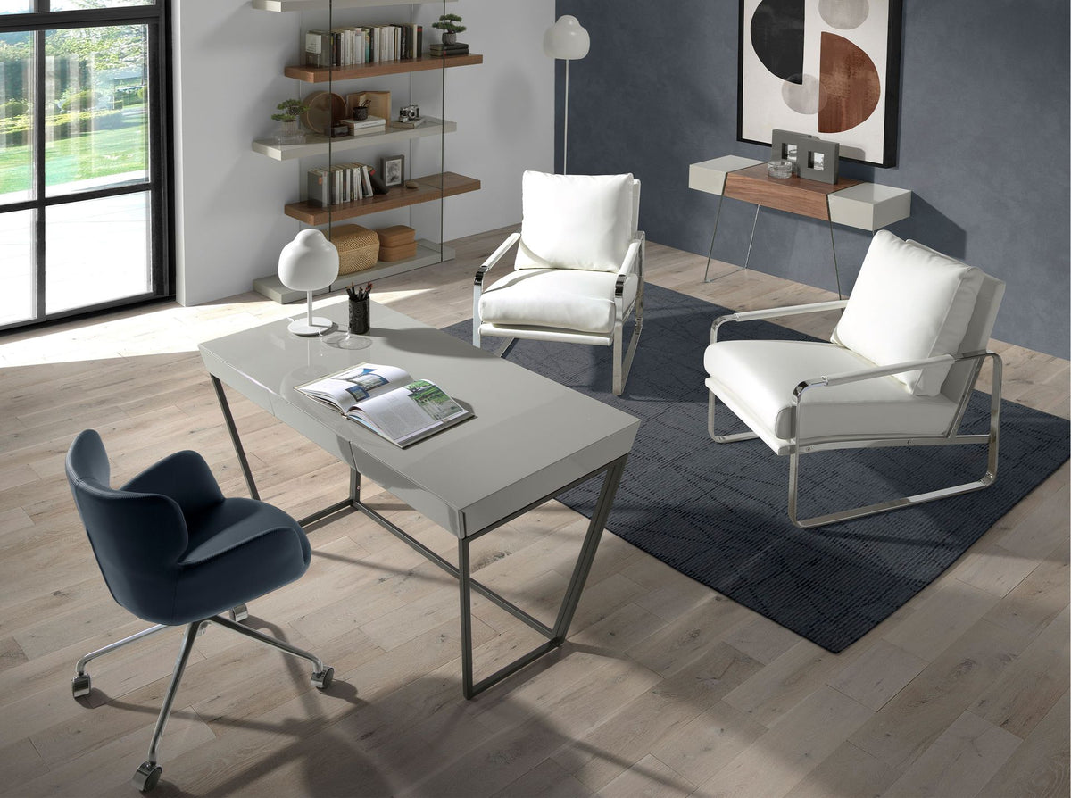 Sedia girevole da ufficio in ecopelle blu