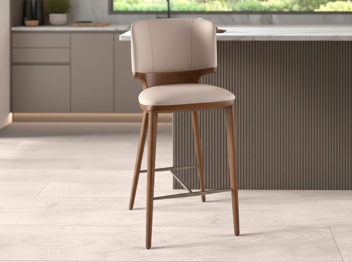 Sgabello similipelle crema