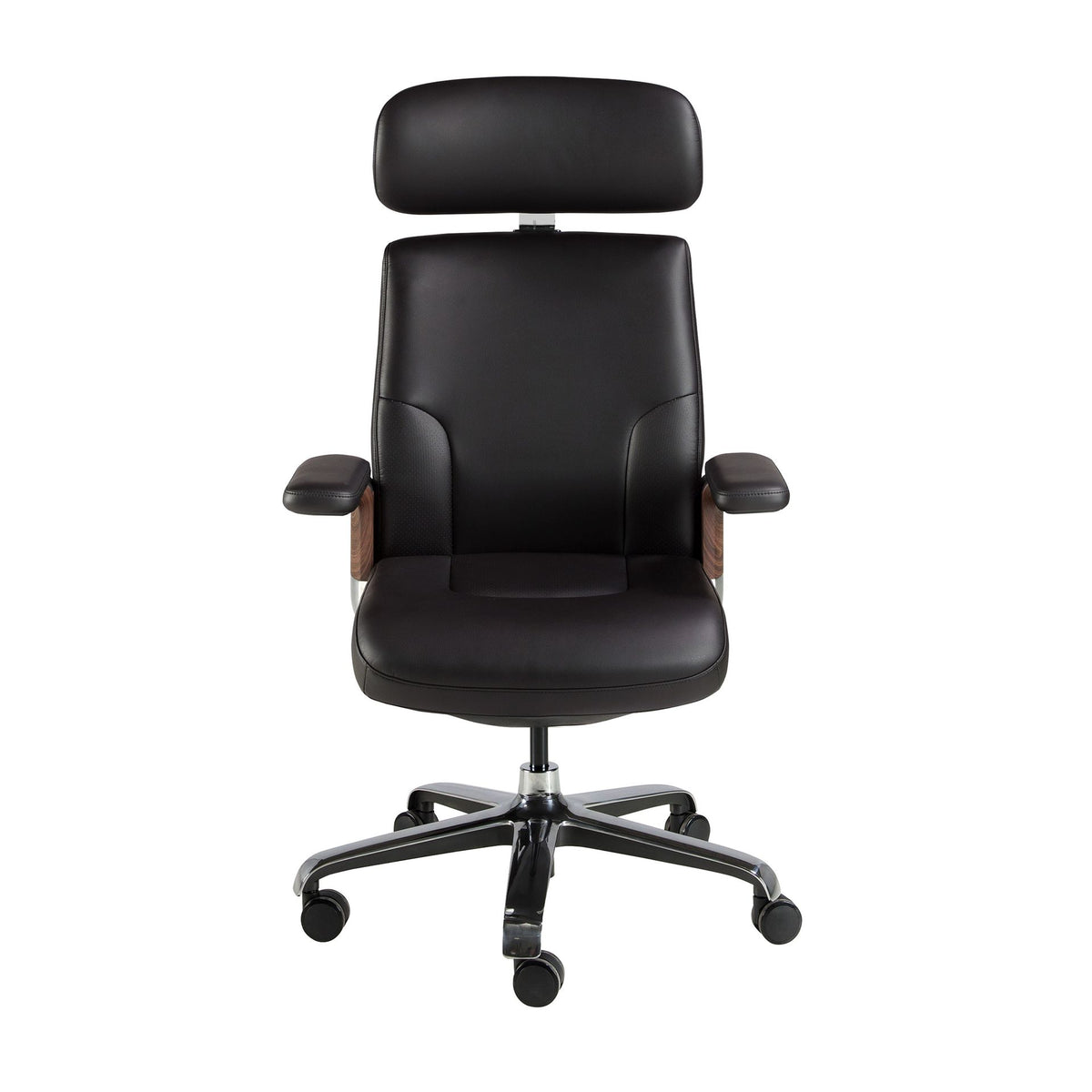 Sedia girevole da ufficio in similpelle nera