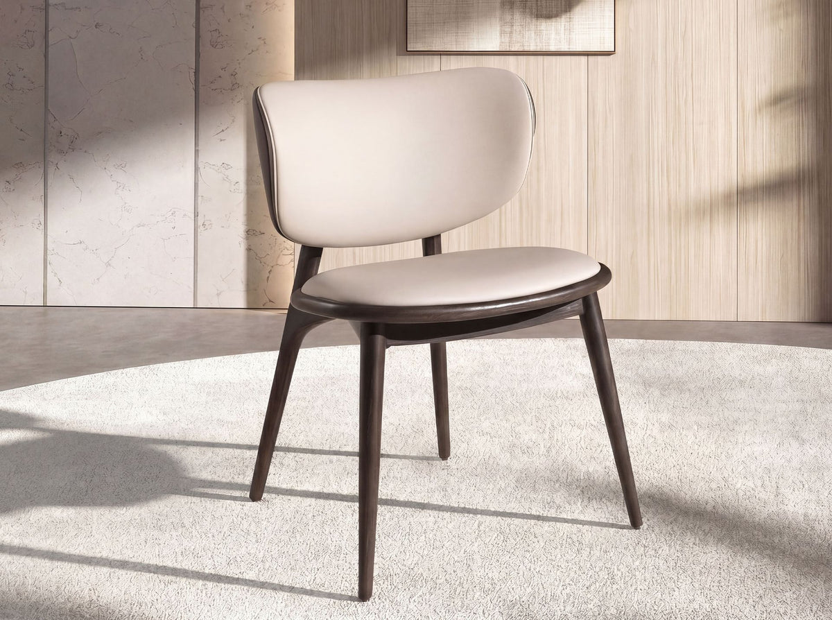 Sedia in similpelle crema e grigio scuro