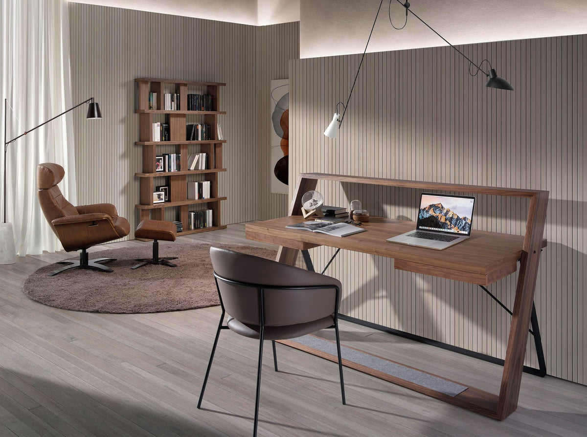 Pouf in pelle marrone