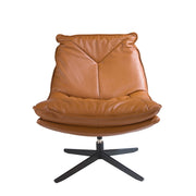 Poltrona girevole in pelle marrone