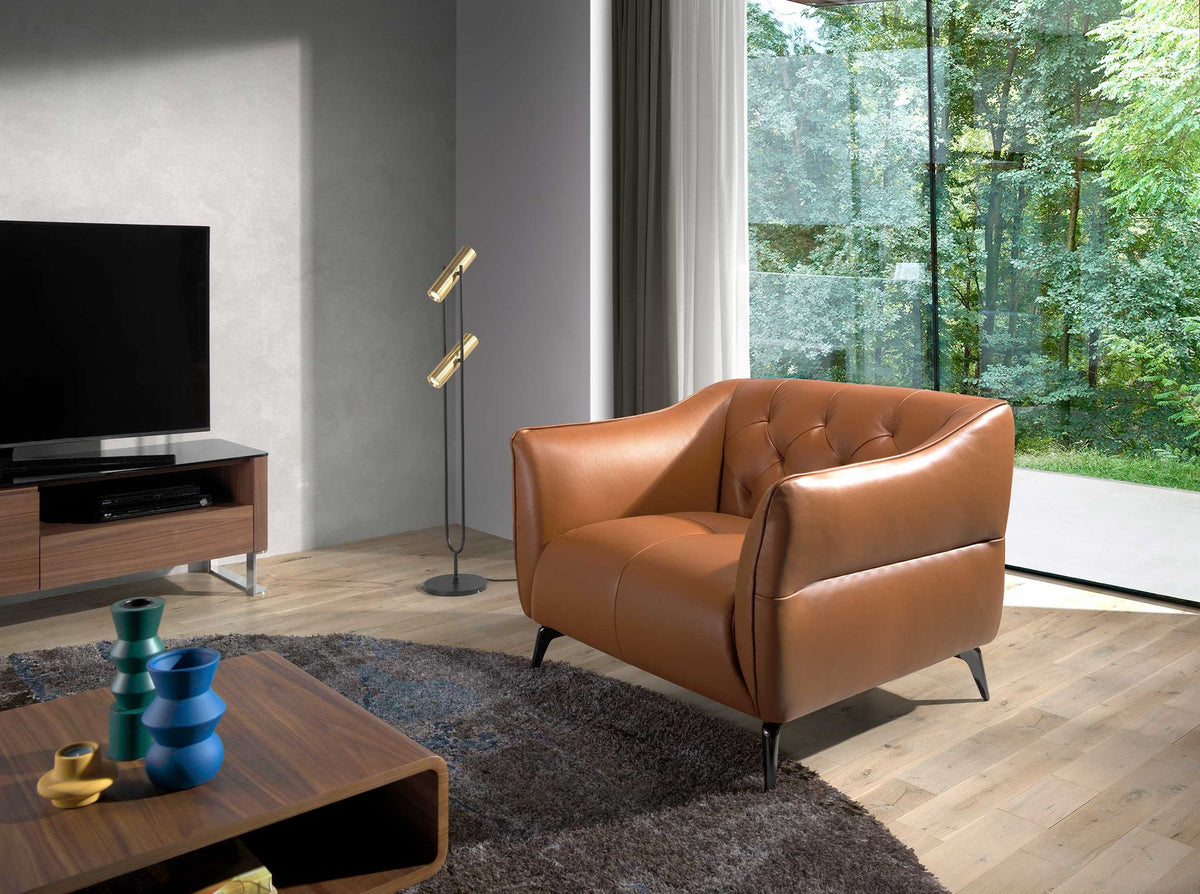 Poltrona Chester pelle marrone terracotta