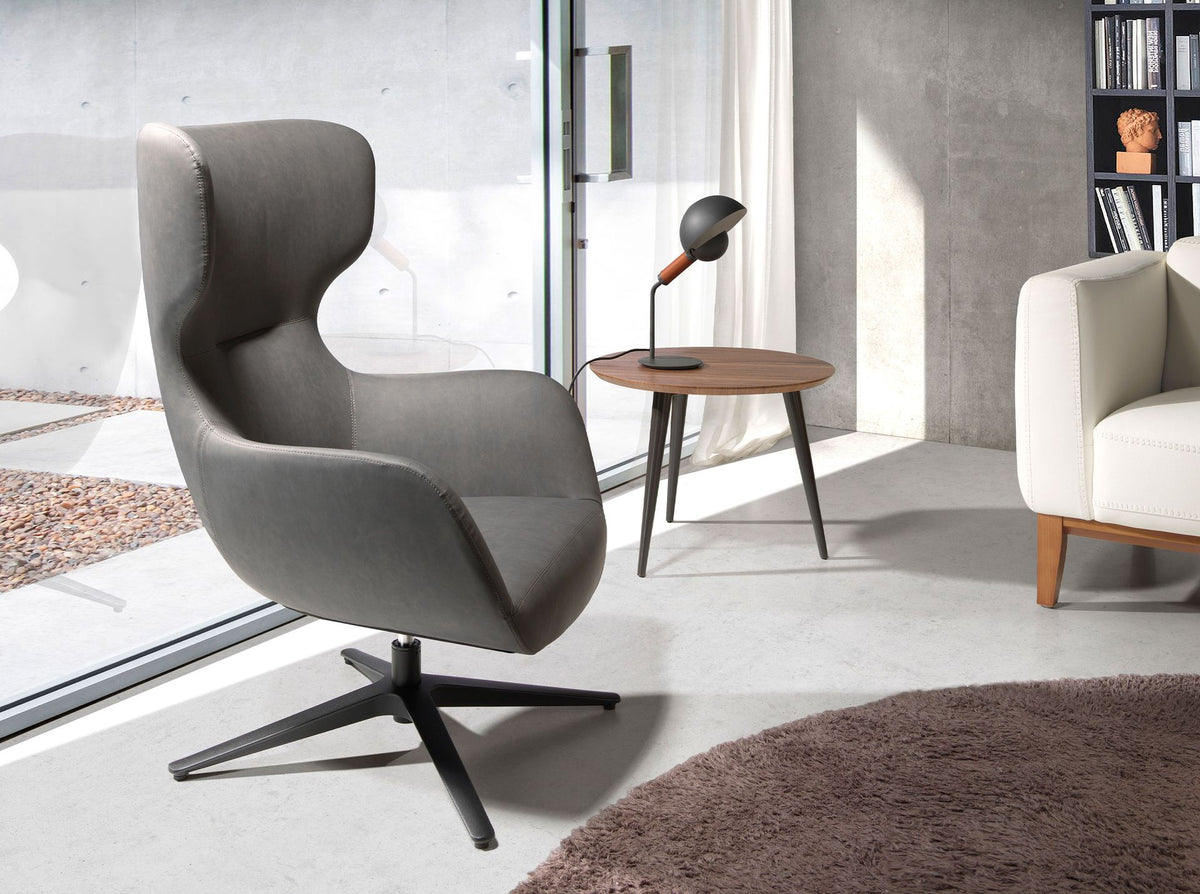 Poltrona girevole in ecopelle grigio scuro