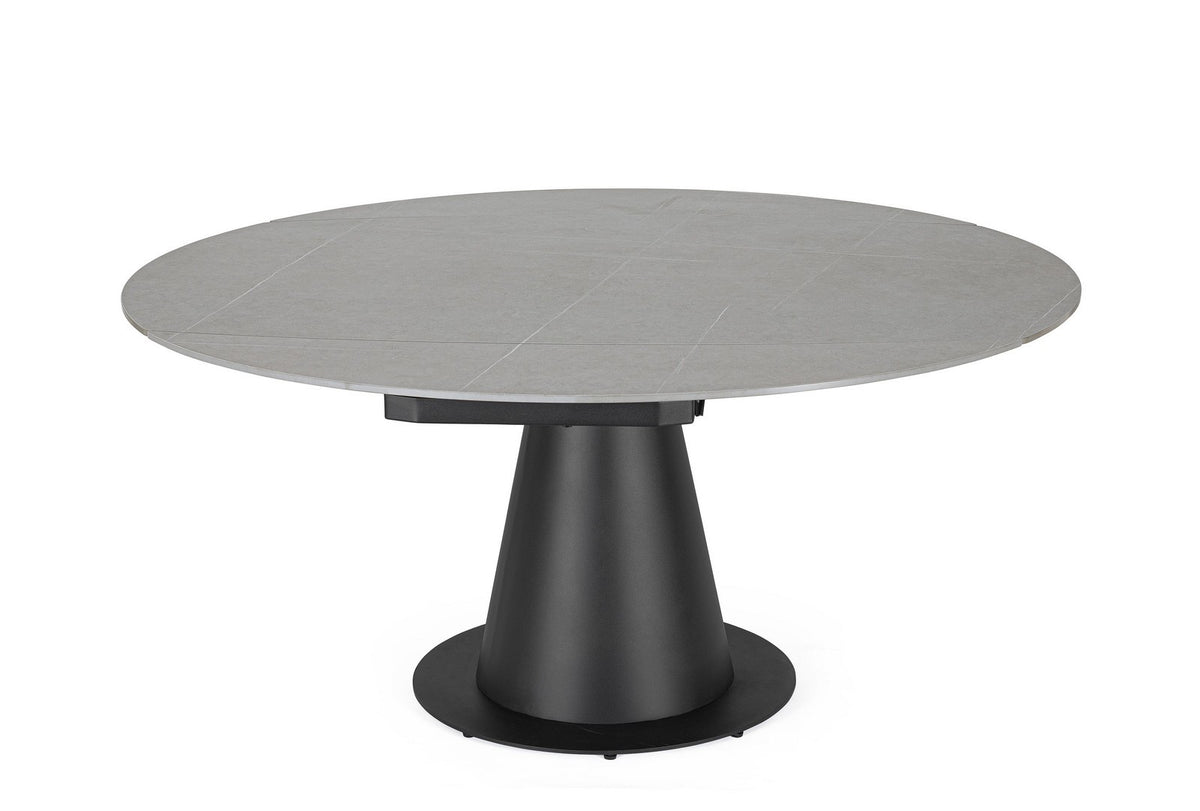 Tavolo allungabile da ovale a rotondo in gres effetto marmo 160x102 cm