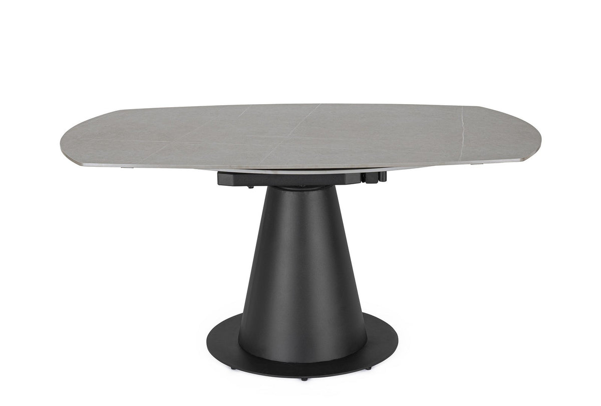 Tavolo allungabile da ovale a rotondo in gres effetto marmo 160x102 cm