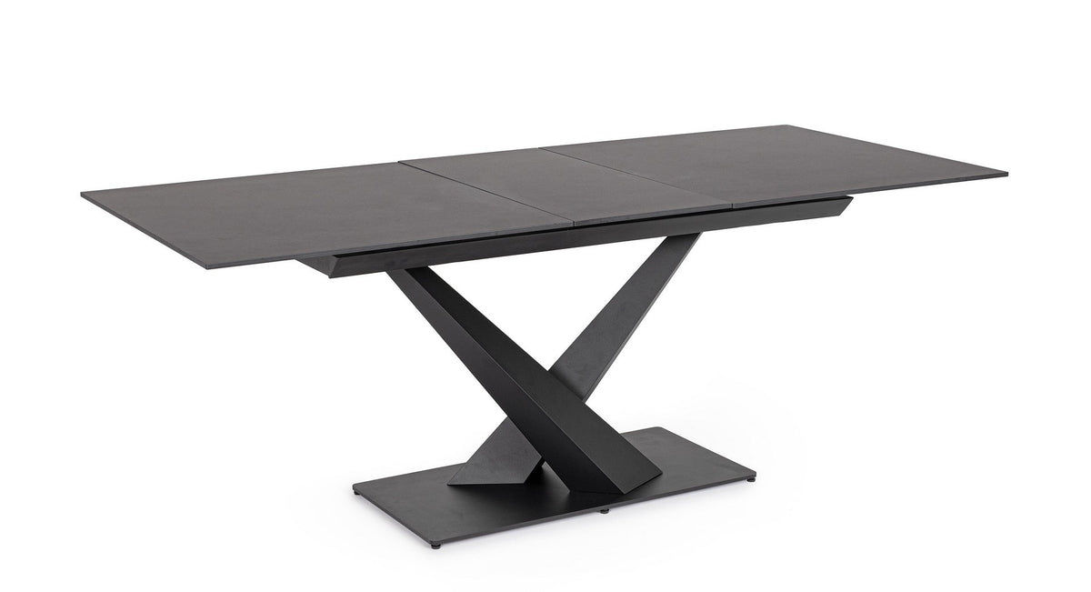 Tavolo allungabile in gres porcellanato effetto marmo 160-200x90 cm - Nero