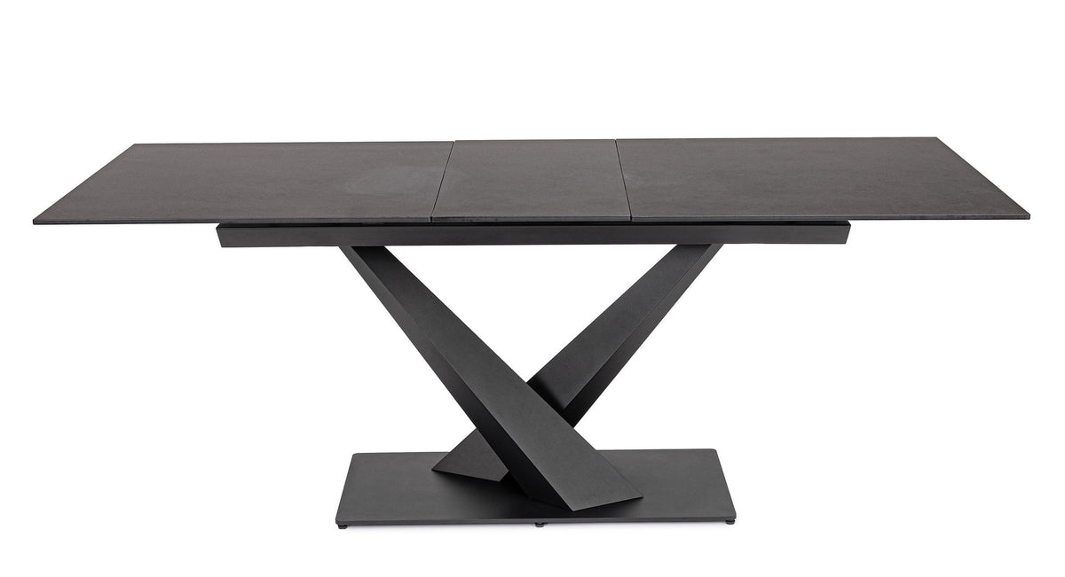 Tavolo allungabile in gres porcellanato effetto marmo 160-200x90 cm