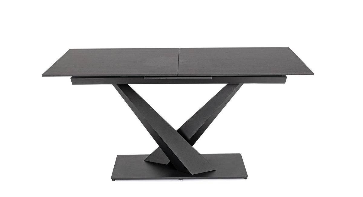 Tavolo allungabile in gres porcellanato effetto marmo 160-200x90 cm
