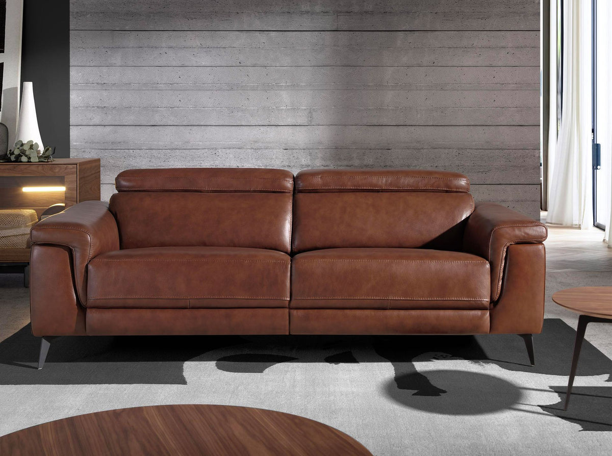 Divano relax a 3 posti in pelle marrone