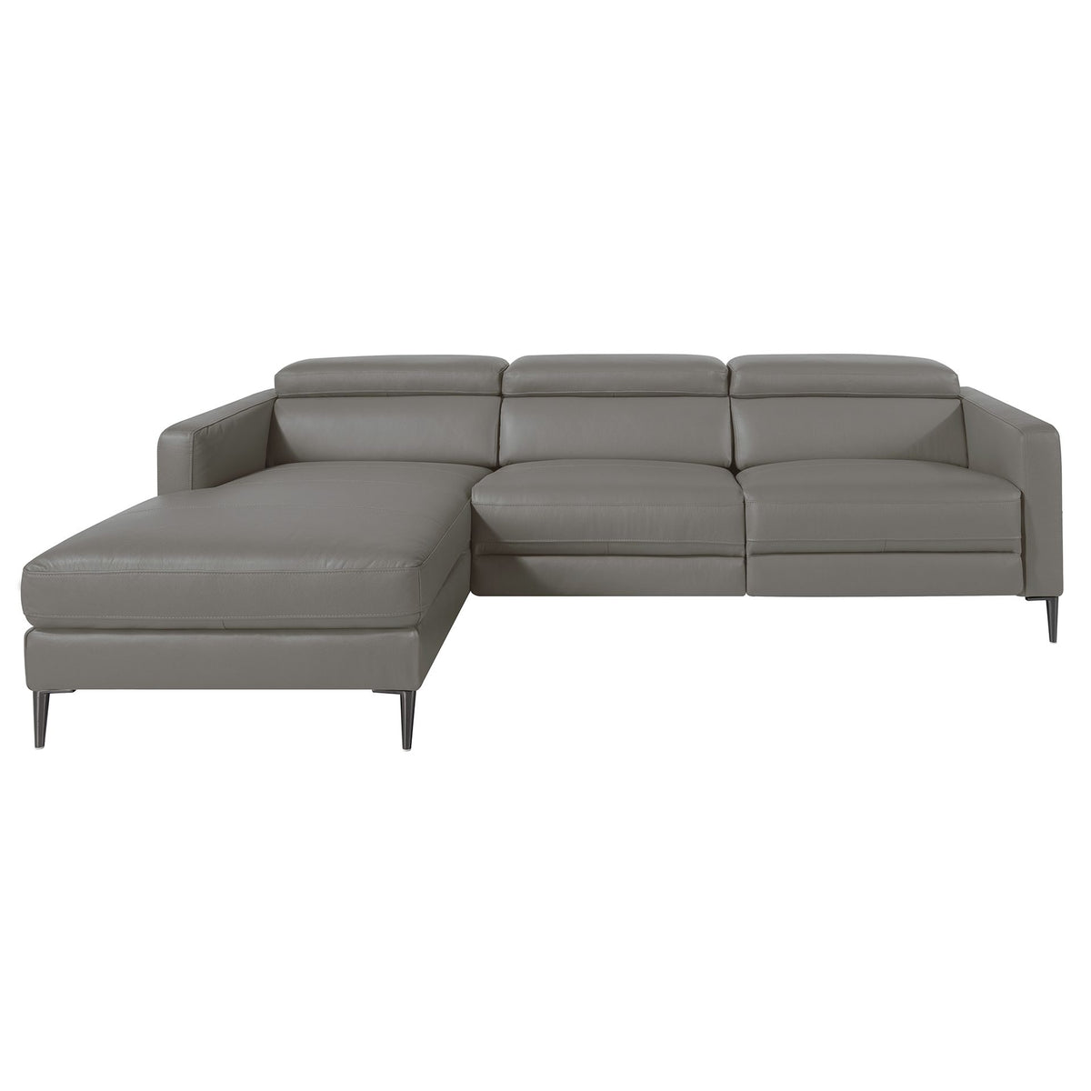 Divano relax con chaise longue a sinistra in pelle grigio scuro