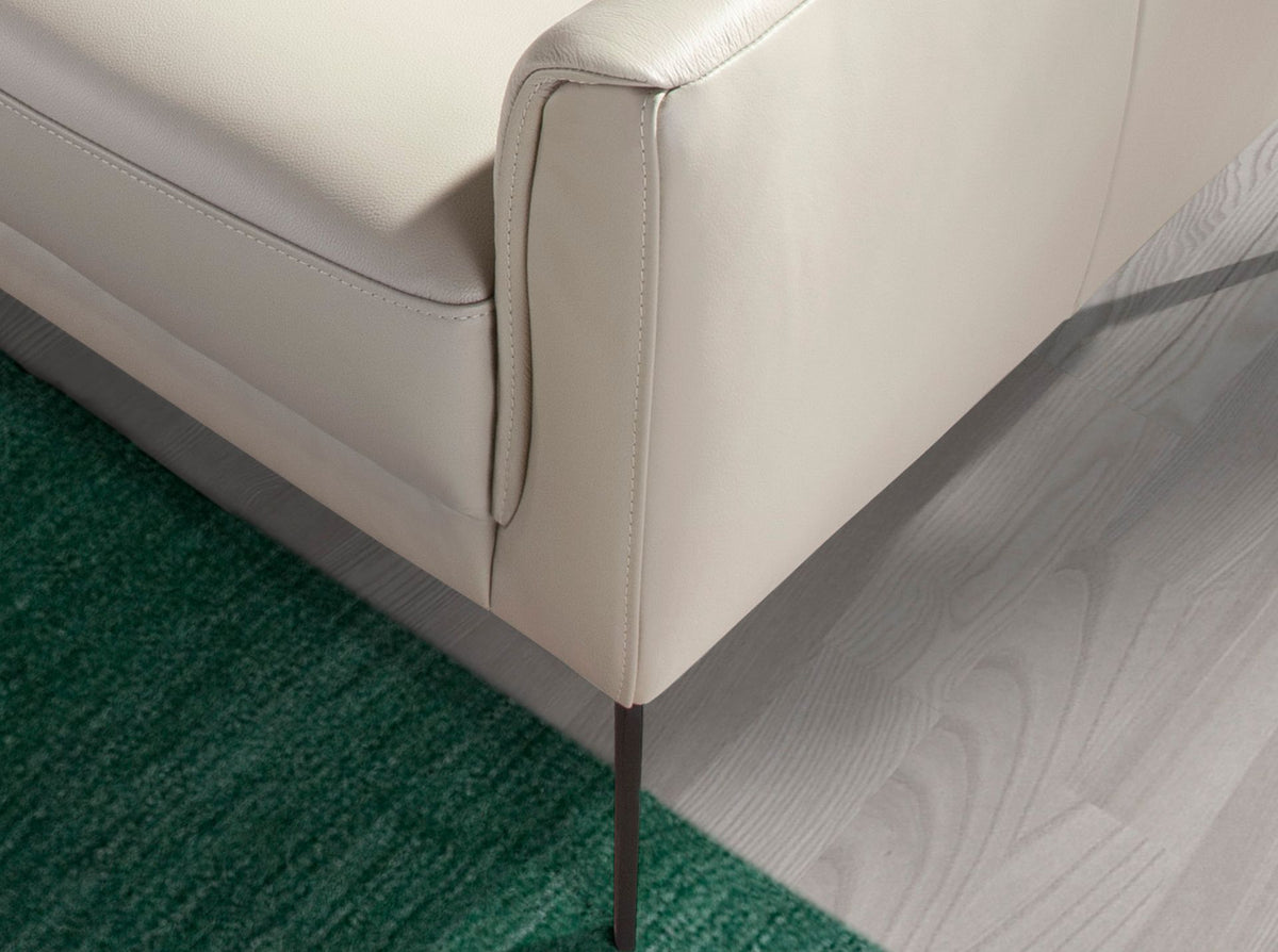 Divano a 3 posti in pelle grigio taupe