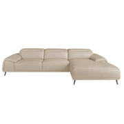 Divano chaise longue destro in pelle grigio tortora