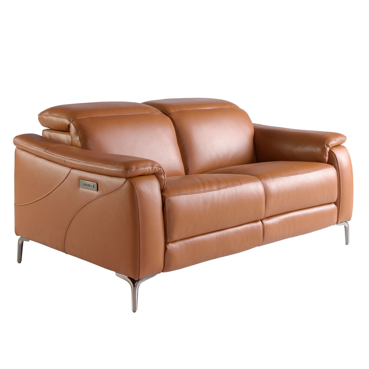 Divano relax a 2 posti in pelle marrone