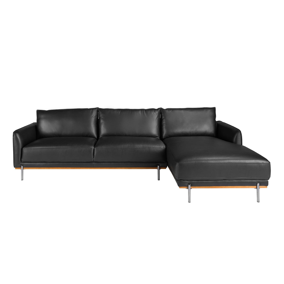Divano chaise longue destro in pelle nera