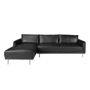 Divano chaise longue sinistro in pelle nera