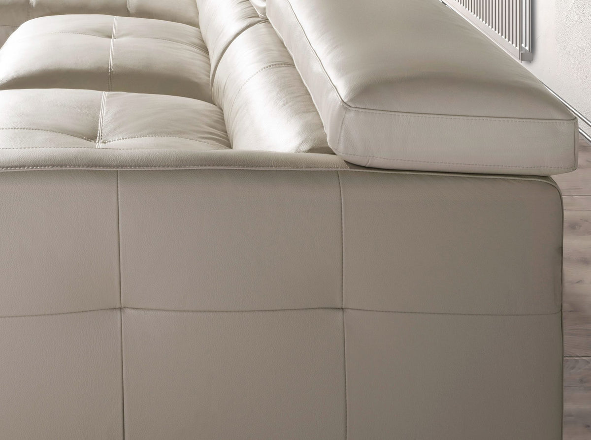 Divano chaise longue sinistro in pelle sabbia
