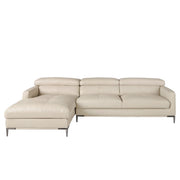 Divano chaise longue sinistro in pelle sabbia