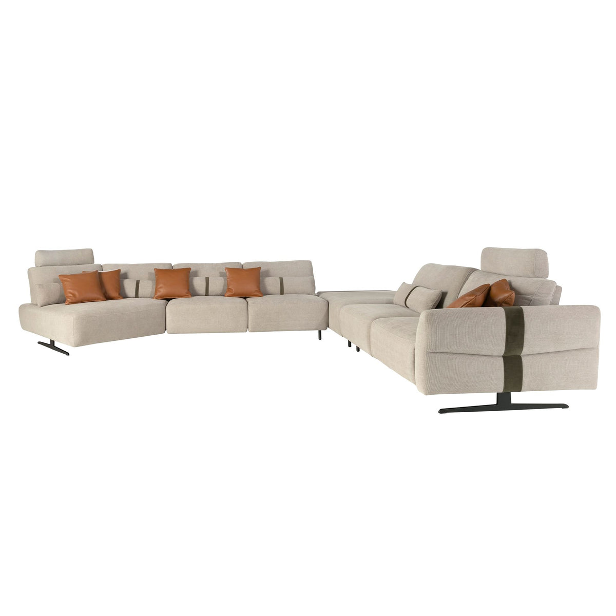 Divano chaise longue relax modulare sinistro in tessuto sabbia