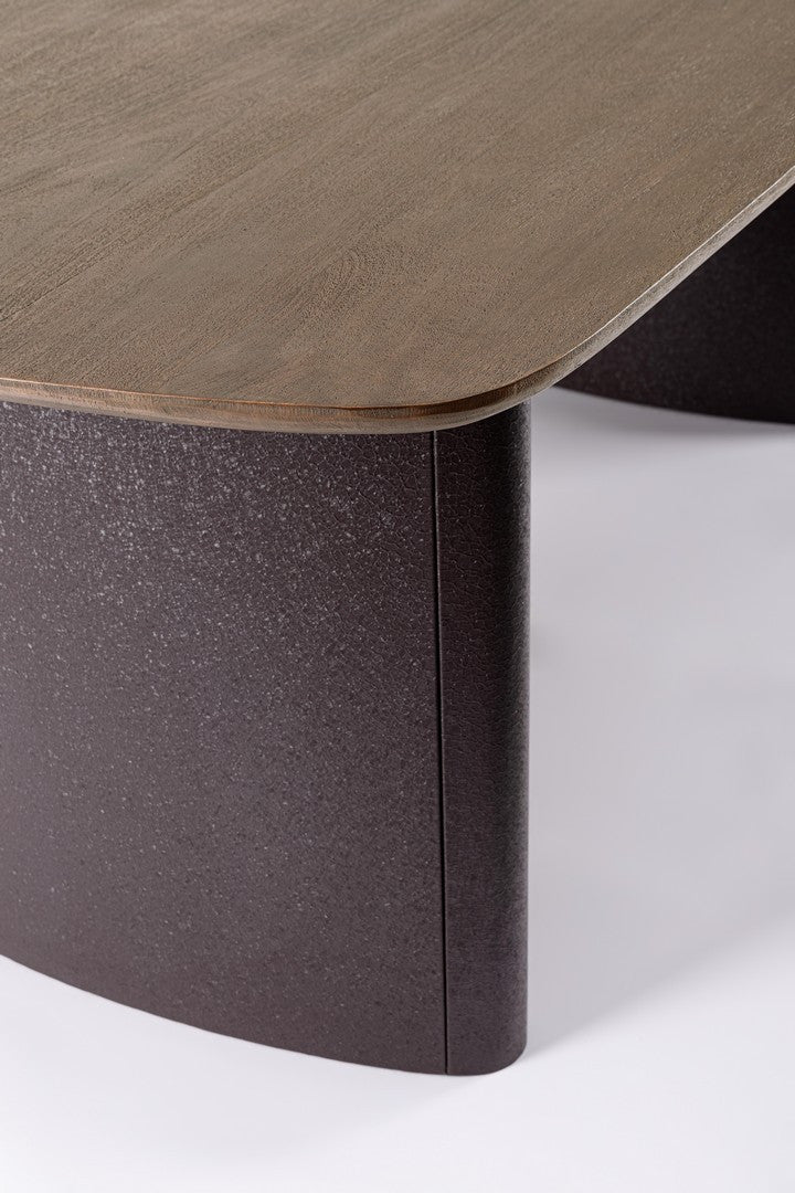 Tavolo in legno di mango con base in acciaio effetto materico 220x100 cm
