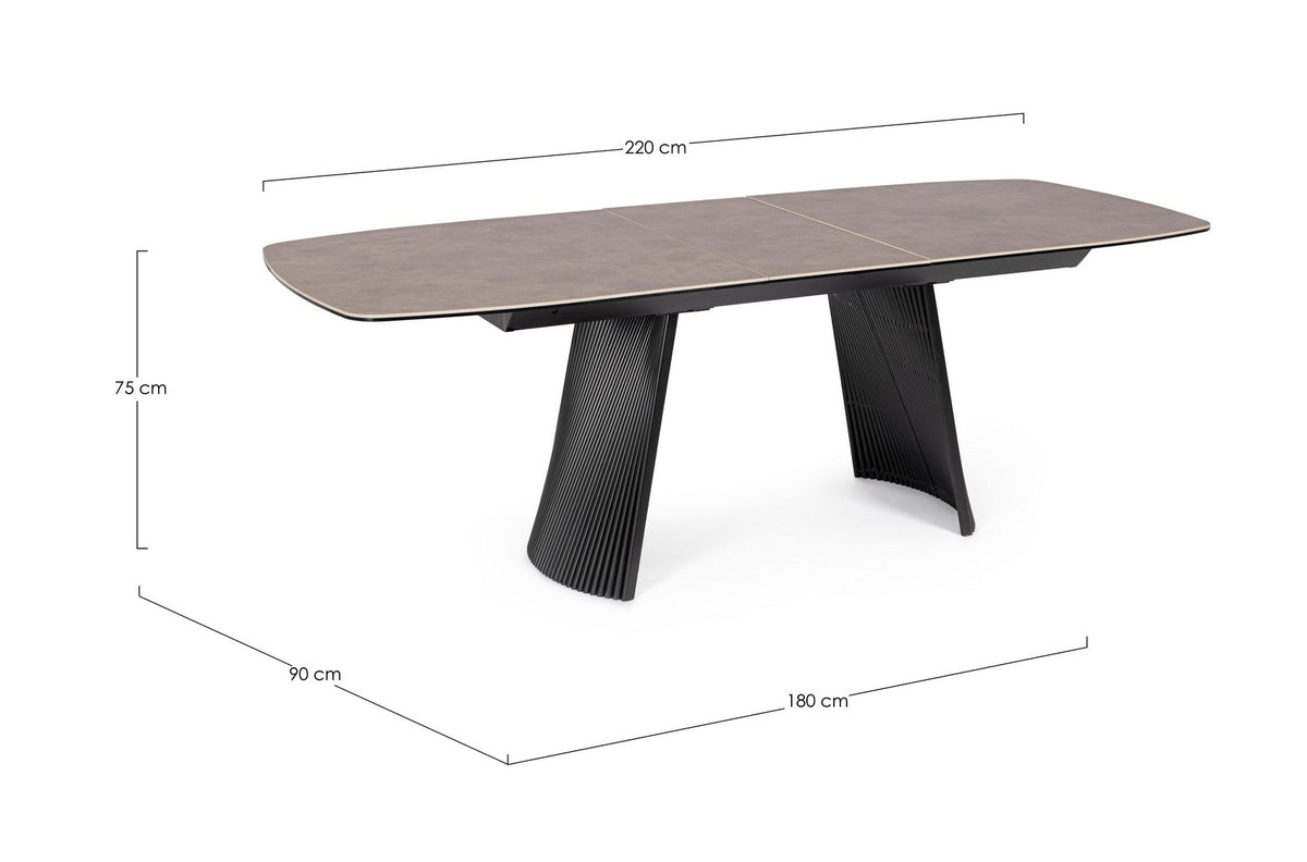 Tavolo allungabile in ceramica con gambe in acciaio 180-220x90 cm