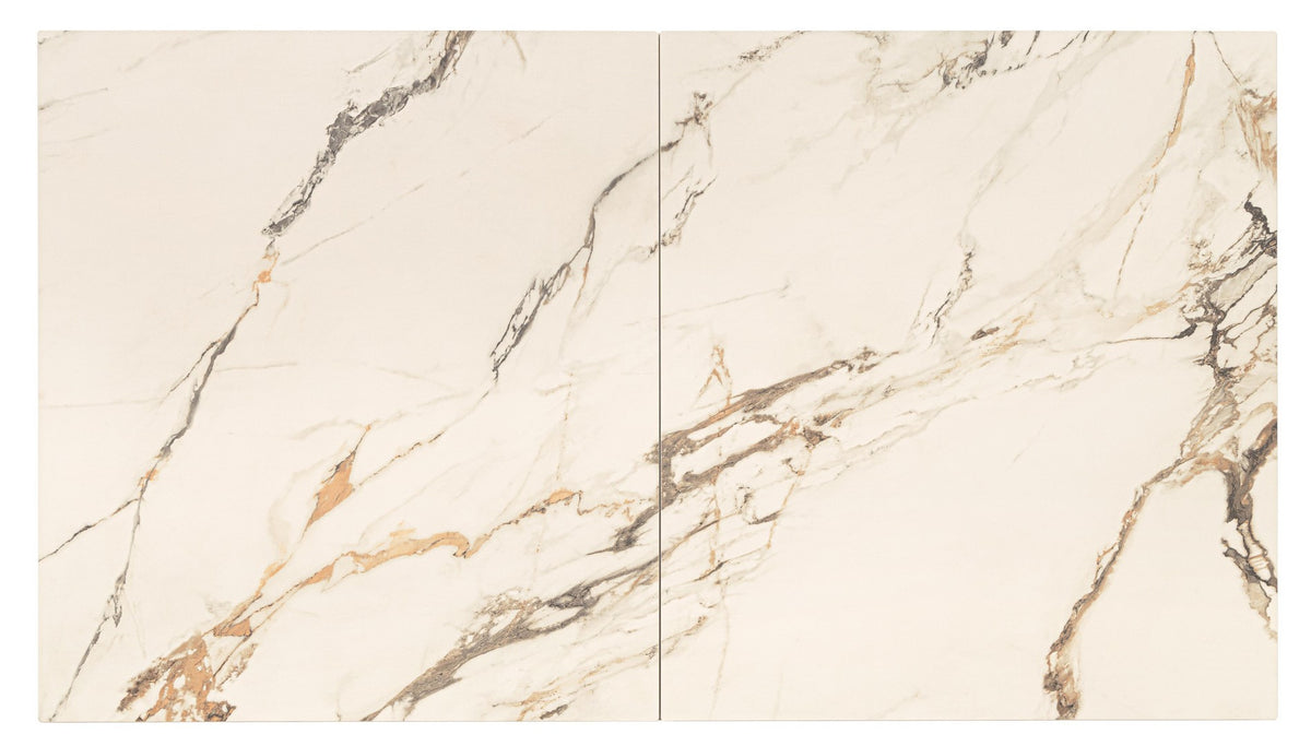 Tavolo allungabile in gres porcellanato effetto marmo 160-200x90 cm