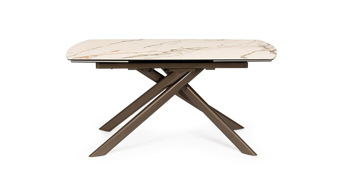 Tavolo allungabile in gres porcellanato effetto marmo 160-240x90 cm