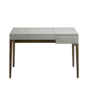 Comodino in legno grigio e noce con specchio