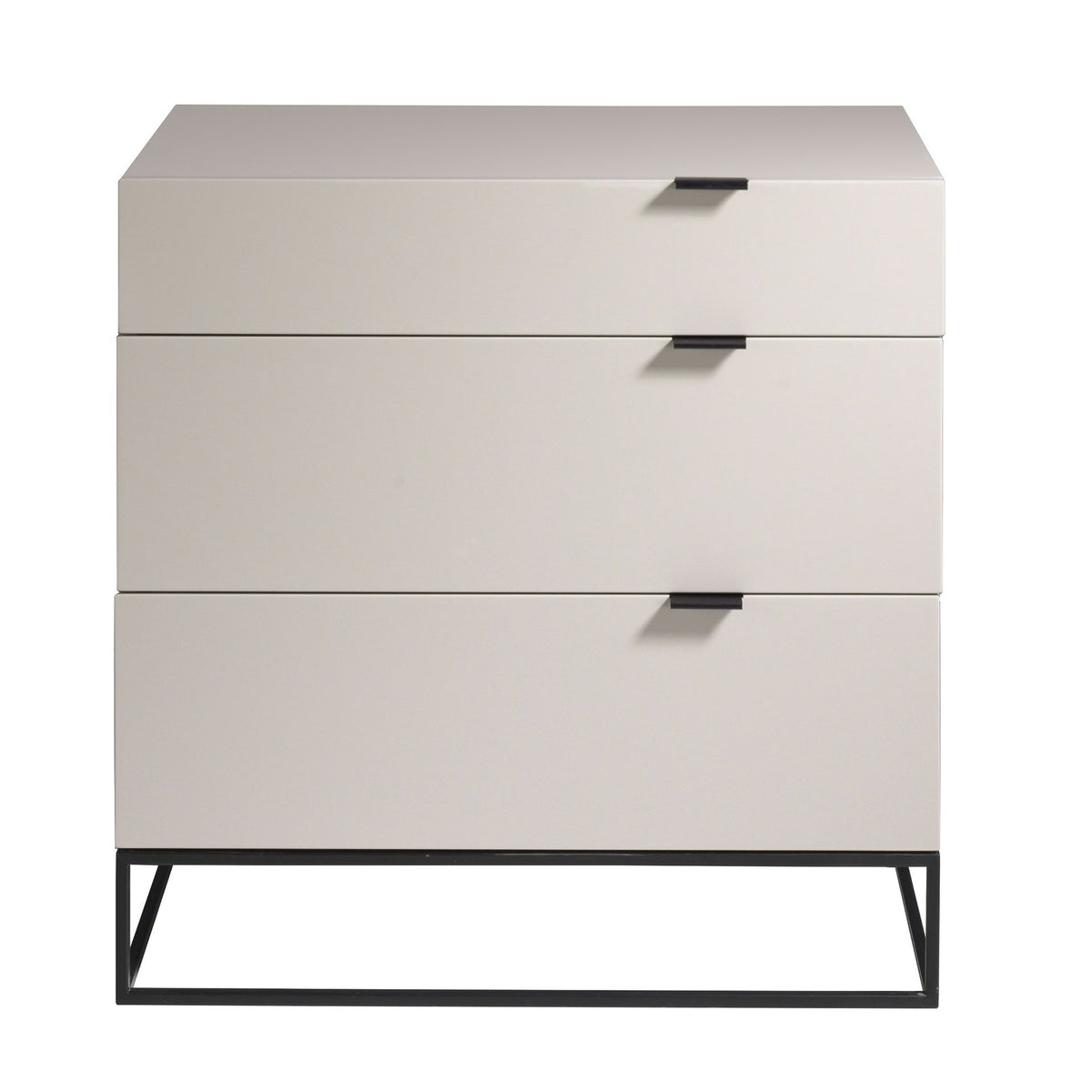 Cassettiera legno grigio e acciaio nero